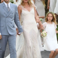 Romantic Shiny Mermaid V Neck Luxurious Beaded Ivory Chiffon Long Sweep Wedding Dress SH5465