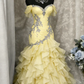 Blue Dreamy Mermaid Exquisite Beaded Layered Ruffle Tulle Prom Dress Evening Gown SH5422