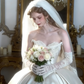 Princess Ball Gown Strapless Lace Appliques Satin Prom Dress 18th Birthday Dress Wedding Dress SH3897