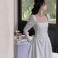 Sexy A Line Long Sleeves White Prom Dress SH1258