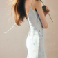 Blue Mermaid Spaghetti Strap Ruffle Chiffon Long Prom Dress Party Dress SH4148