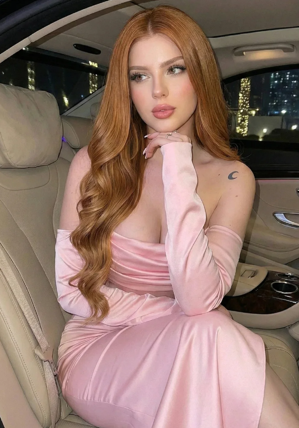 Elegant Mermaid Long Sleeve Pink Satin Prom Dress Evening Dress SH5526