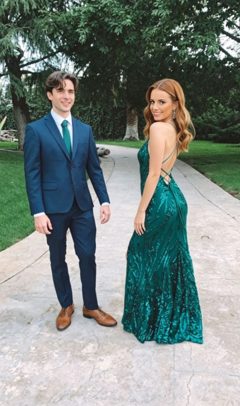 Green Slit Prom Dresses Long Evening Dresses SH762