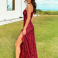 Elegant Mermaid One Shoulder Burgundy Lace Long Prom Dress with Slit SH431