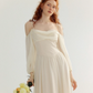 Ivory Gentle A Line Long Sleeve Chiffon Long Prom Dress Party Dress Outfits SH4149