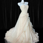 Vintage A Line Sweetheart Neck Apricot Lace Tulle Prom Dress Evening Dress SH5608