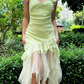 Fairy Vintage Green Mermaid Exquisite Floral Chiffon Prom Dress Wedding Guest Dress SH5387