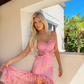 Sexy Strapless Lace Ruffle Prom Dress Long Party Dress SH816