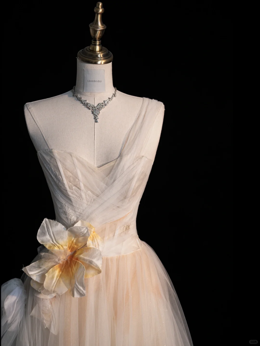 Gentle A Line One Shoulder Flower Tulle Long Party Dress Evening Dress SH2813