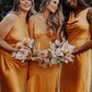 Orange Elastic Satin Mismatched Fashion Bridesmaid Dresses SH5586
