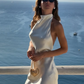 Cute White A Line Halter Satin Open Back Short Homecoming Dress Outfits SH4455