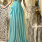 Blue A Line Sweetheart Neck Rhinestone Chiffon Satin Prom Dresses 16th Birthday Dresses SH4638