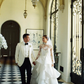 Stunning A Line Long Sleeve High Neck Exquisite White Lace Tulle Long Wedding Dress SH8688
