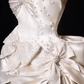 Bow Ivory A Line Sweetheart Neck Lace Satin Mini Homecoming Dress Cocktail Dress SH3314