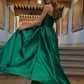 Gentle Green A Line One Shoulder Satin Long Prom Dress Evening Dress SH2502
