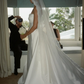 Stunning Ball Gown Strapless White Lace Satin Long Wedding Dress SH4695