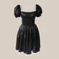 Cute Purple A Line Puff Lace Satin Short Homecoming Dress Cocktail Dress SH3683