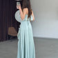 Ethereal A Line Strapless Ruffle Blue Chiffon Long Prom Dress Evening Dress SH7291