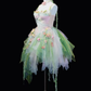 Sweety Green Ball Gown Spaghetti Strap 3D Floral Tulle Short Prom Dress Homecoming Dress SH6441