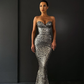 Shiny Silver Sheath Sweetheart Neck Sequin Prom Dress Evening Dress SH6122