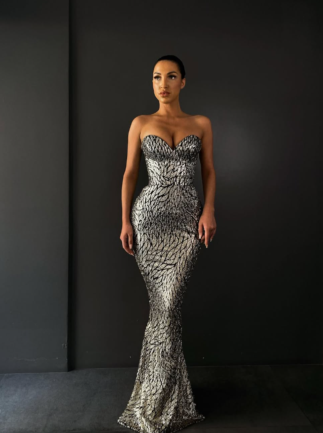 Shiny Silver Sheath Sweetheart Neck Sequin Prom Dress Evening Dress SH6122