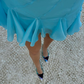 Flowy Blue A Line Halter Chiffon Mini Homecoming Dress SH3282
