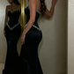 Black Beading Spaghetti Strap Elegant Sleeveless Mermaid Prom Dress Eveing Gown SH1048