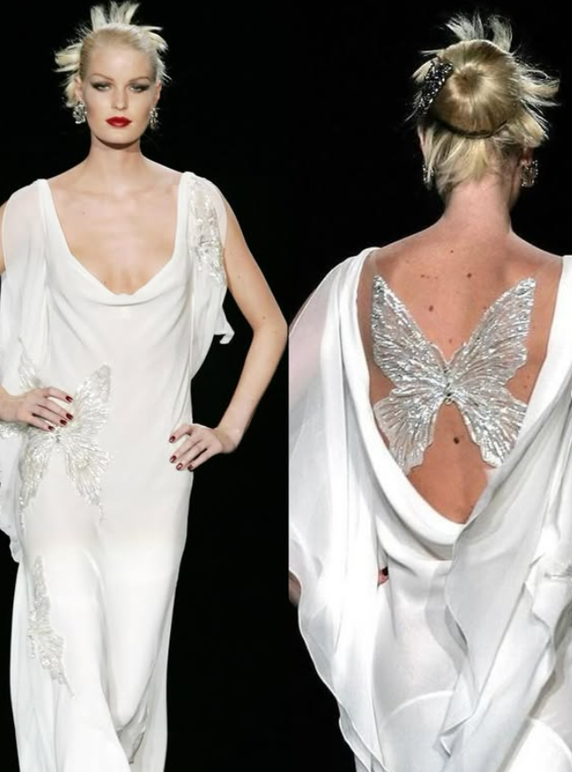 Flowy Mermaid Back Butterfly White Chiffon Prom Dress Vacation Dress SH6264