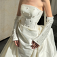 Stunning Ball Gown Strapless Exquisite Beaded White Satin Wedding Dress SH5278