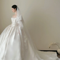 White Pearl Ball Gown Strapless Lace Satin Long 16th Birthday Dress Wedding Dress SH3962