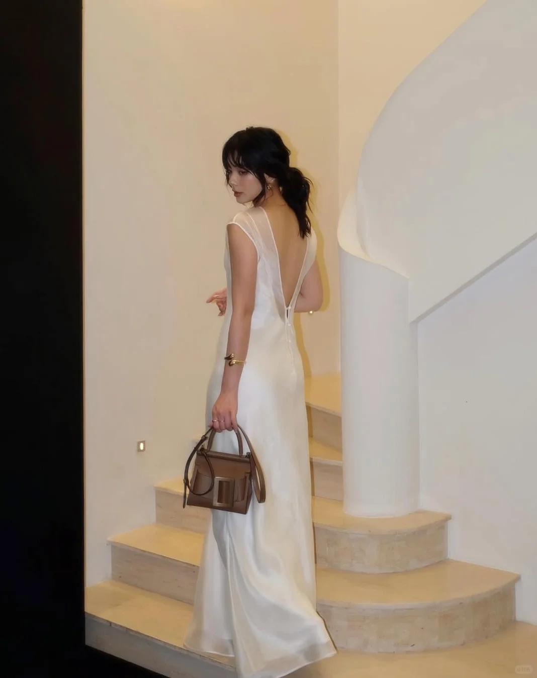 Backless Elegant A Line Spaghetti Strap Chiffon Satin Party Dress Evening Dress SH3352