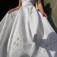 Retro A Line Square Neck Appliques Floral Satin Wedding Dress Prom Dress SH5944