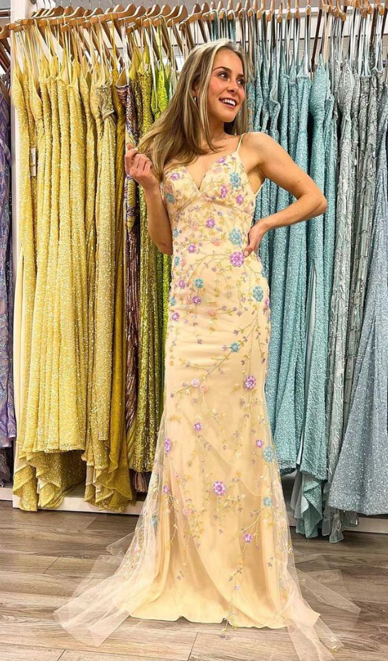 Yellow Mermaid Long Prom Dress SH933