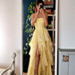 Sexy Red Chiffon Tiered Long Prom Dress A Line Slit Evening Dress SH1495