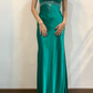 Vintage Sheath V Neck Sequin Beaded Green Satin Open Back Prom Dress Evening Dress SH2128