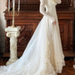 Elegant Retro Ball Gown Long Sleeve Ivory Lace Wedding Dress Prom Dress SH5887