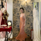 Vintage Exquisite A Line Straps Orange Beaded Tulle Prom Dress Wedding Guest Dress SH4497