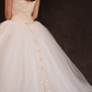 Pretty A Line Off the Shoulder Corset Tulle Satin Long Wedding Dress SH6094