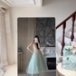 Stunning A Line Spaghetti Strap Brown Lace Green Tulle Prom Dress Evening Dress SH3012