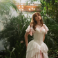 Beautiful A Line Halter Layered White-pink Chiffon Prom Dress Wedding Dress SH6705