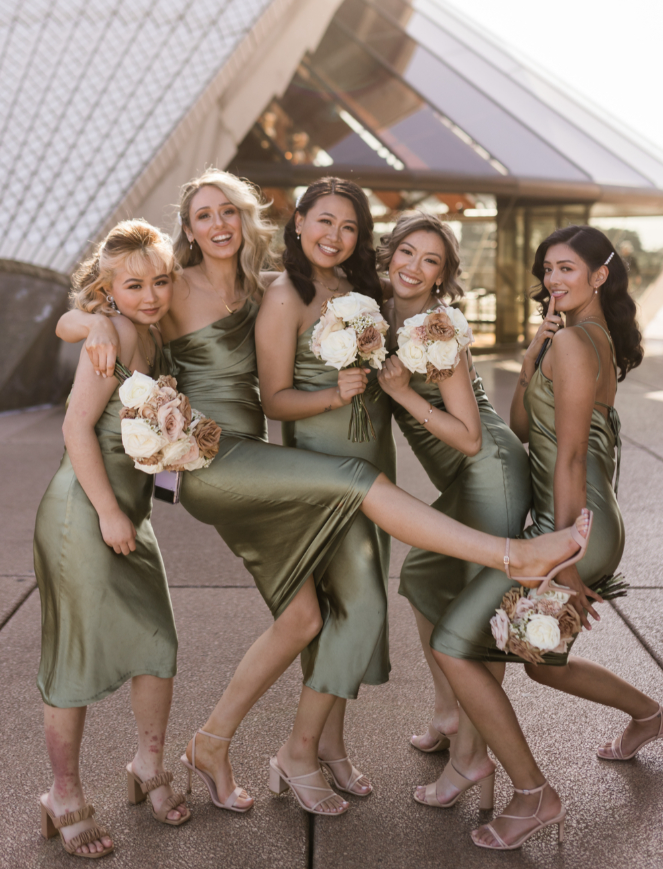 Simple Sheath One Shoulder Pleated Green Satin Bridesmaid Dress Evening Dress SH3060
