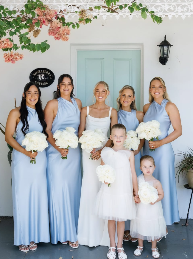 Elegant Sheath Halter Baby Blue Satin Bridesmaid Dress Evening Dress SH3198