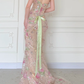 Luxurious Mermaid Strapless Floral Sequin Tulle Long Prom Dress Evening Dress SH5843