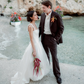 Cute A Line Bowknot Strap White Satin Long Wedding Dress SH8252