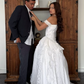 Vintage Stunning A Line Off the Shoulder White Layered Lace Satin Wedding Dress SH5417