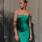 Stunning Sheath Strapless Blue Satin Bridesmaid Dress Evening Dress SH2836