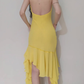 Cute Sheath Spaghetti Strap Beaded Yellow Ruffle Chiffon Prom Dress Graduation Prom Dress SH2569