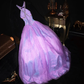 Stunning A Line Halter Beaded Sequin Purple Satin Tulle Long Party Dress Evening Dress SH3136
