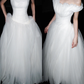 Dreamy Flowy Ball Gown Off the Shoulder White Tulle Long Wedding Dress SH6677