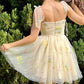 A Line Short Floral Embroidery Homecoming Dress SH1616